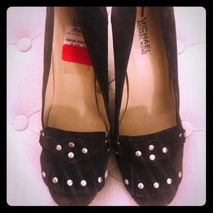 NWT Sz 11 Michael Kors Brown Studded Suede Heels